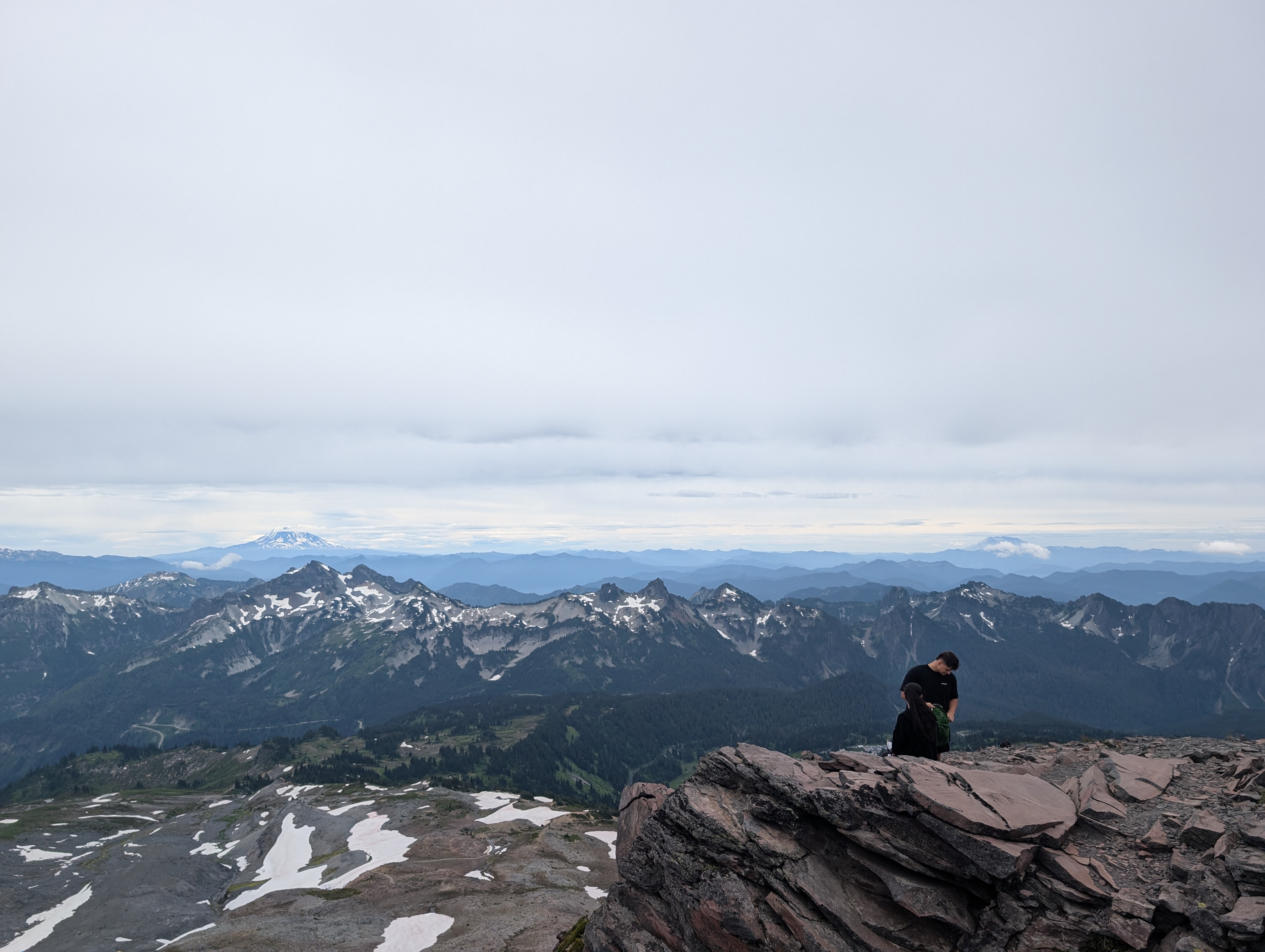 Mount Rainier rising above a subalpine meadow